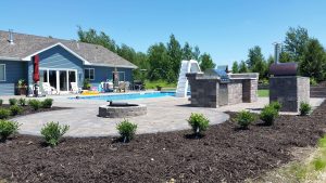 pool deck, patio and outdoor kitchen